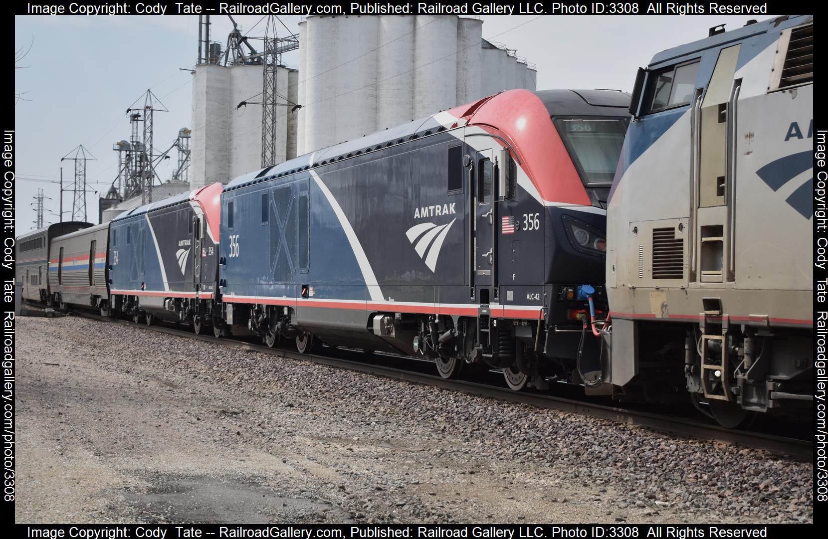 Amtrak 356 is a class ALC-42 and  is pictured in Galva, Illinois, United States.  This was taken along the BNSF Mendota subdivision  on the Amtrak. Photo Copyright: Cody  Tate uploaded to Railroad Gallery on 04/18/2024. This photograph of Amtrak 356 was taken on Sunday, March 31, 2024. All Rights Reserved. 